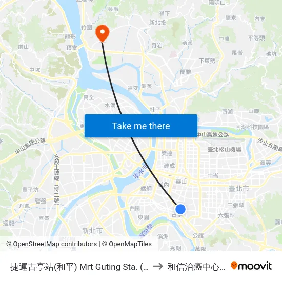 捷運古亭站(和平) Mrt Guting Sta. (Heping) to 和信治癌中心醫院 map