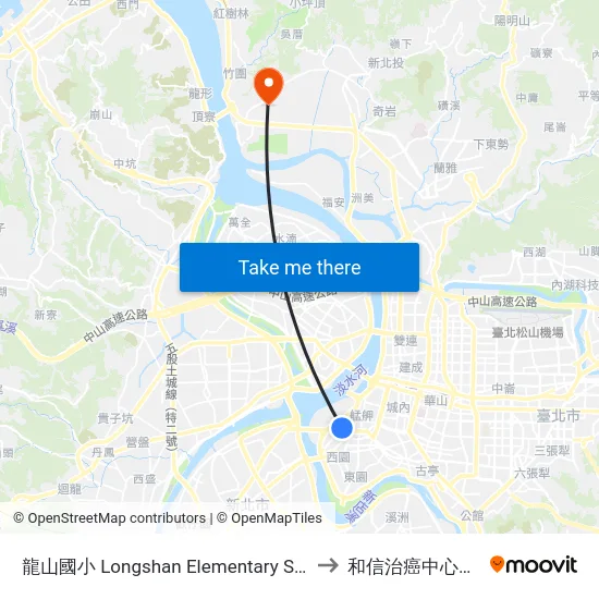 龍山國小 Longshan Elementary School to 和信治癌中心醫院 map