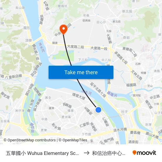 五華國小 Wuhua Elementary School to 和信治癌中心醫院 map