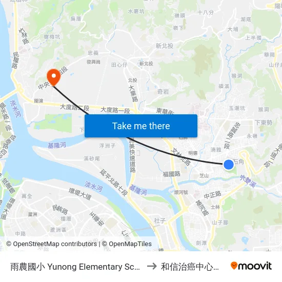 雨農國小 Yunong Elementary School to 和信治癌中心醫院 map