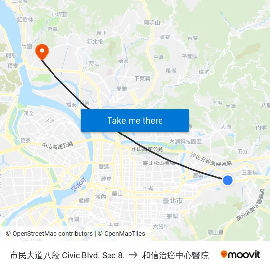 市民大道八段 Civic Blvd. Sec 8. to 和信治癌中心醫院 map