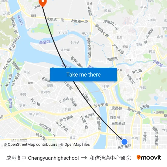 成淵高中 Chengyuanhighschool to 和信治癌中心醫院 map