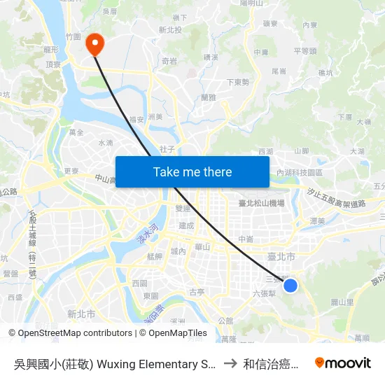 吳興國小(莊敬) Wuxing Elementary School (Zhuangjing) to 和信治癌中心醫院 map