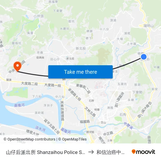 山仔后派出所 Shanzaihou Police Substation to 和信治癌中心醫院 map