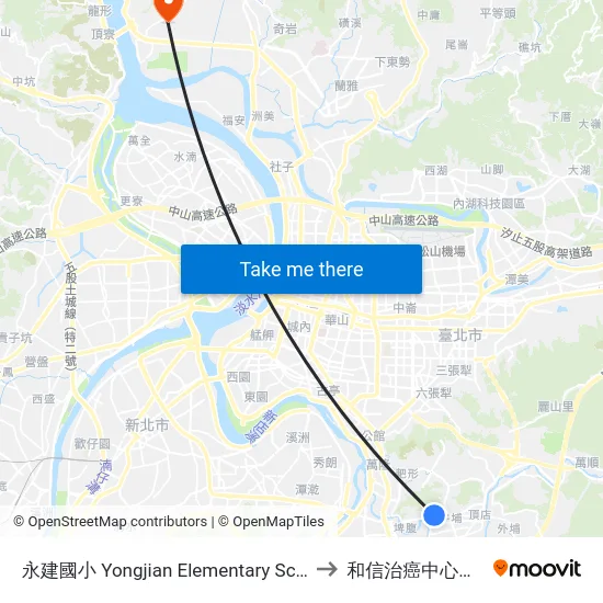 永建國小 Yongjian Elementary School to 和信治癌中心醫院 map