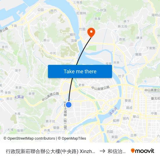 行政院新莊聯合辦公大樓(中央路) Xinzhuang Joint Office Tower Executive Yuan to 和信治癌中心醫院 map