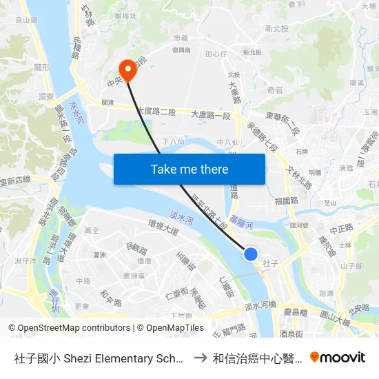 社子國小 Shezi Elementary School to 和信治癌中心醫院 map