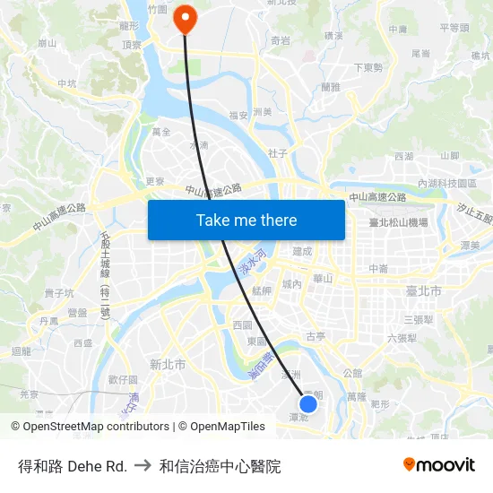 得和路 Dehe Rd. to 和信治癌中心醫院 map