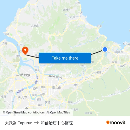大武崙 Tapurun to 和信治癌中心醫院 map