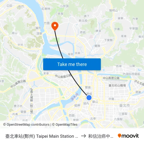 臺北車站(鄭州) Taipei Main Station (Zhengzhou) to 和信治癌中心醫院 map
