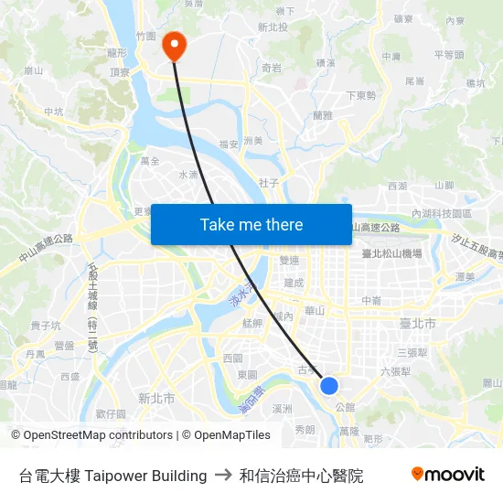 台電大樓 Taipower Building to 和信治癌中心醫院 map
