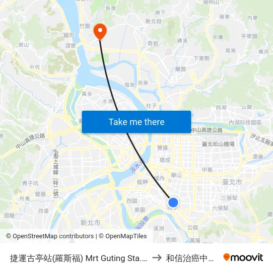 捷運古亭站(羅斯福) Mrt Guting Sta.(Roosevelt) to 和信治癌中心醫院 map