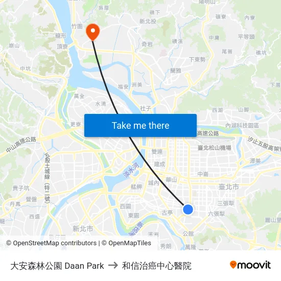 大安森林公園 Daan Park to 和信治癌中心醫院 map