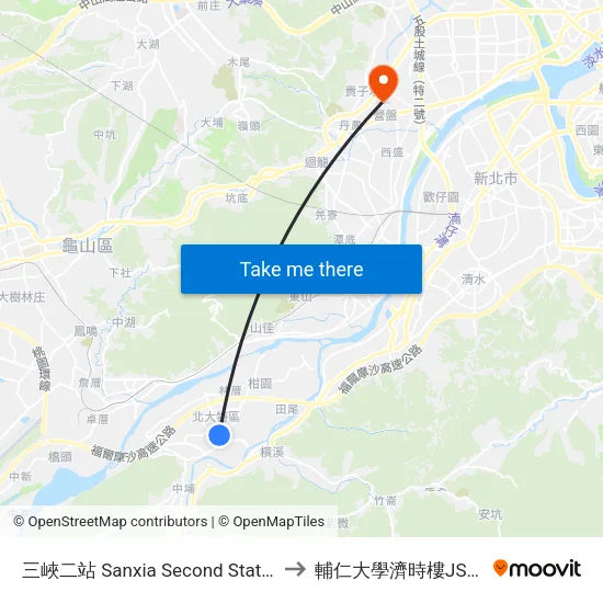 三峽二站 Sanxia Second Stations to 輔仁大學濟時樓JS119 map