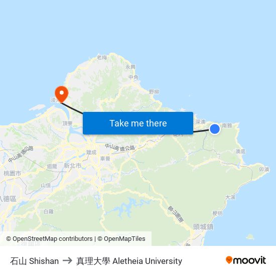 石山 Shishan to 真理大學 Aletheia University map