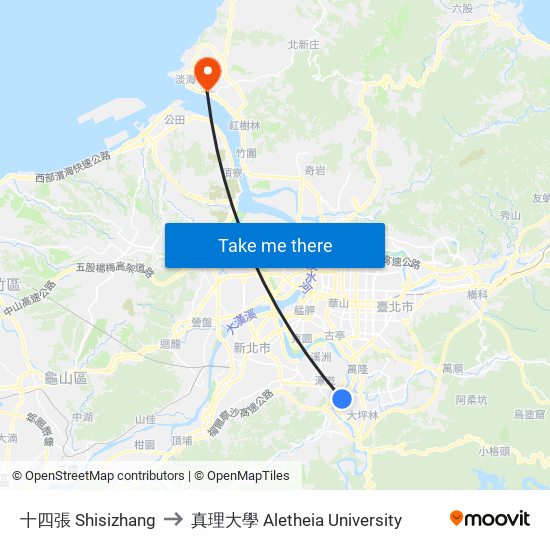 十四張 Shisizhang to 真理大學 Aletheia University map