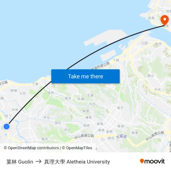 菓林 Guolin to 真理大學 Aletheia University map