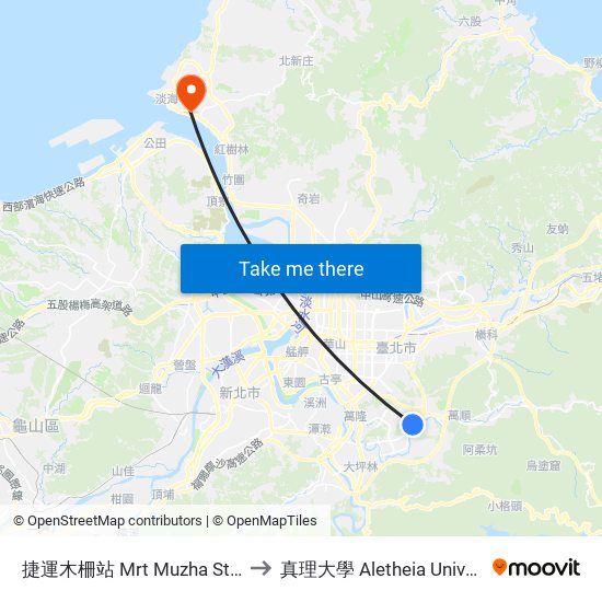 捷運木柵站 Mrt Muzha Station to 真理大學 Aletheia University map