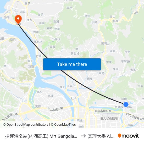 捷運港墘站(內湖高工) Mrt Gangqian Station(Taipei Municipal Nei-Hu Vocat to 真理大學 Aletheia University map