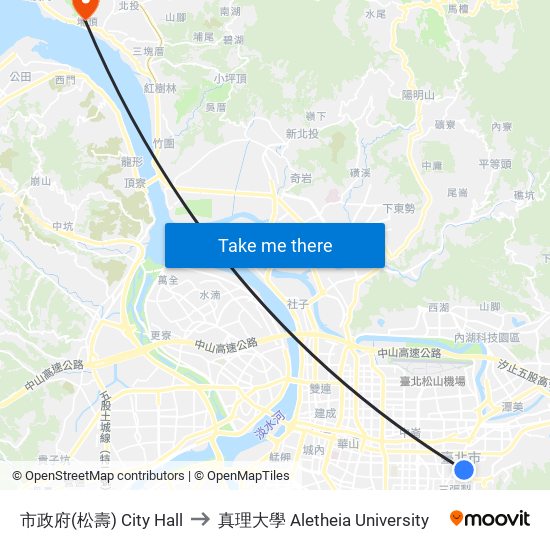 市政府(松壽) City Hall to 真理大學 Aletheia University map