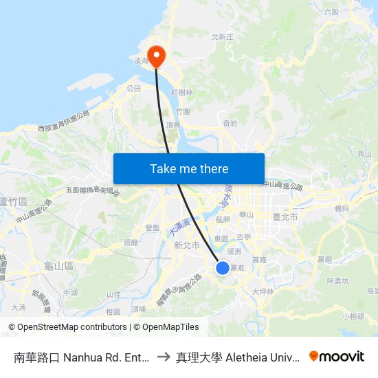 南華路口 Nanhua Rd. Entrance to 真理大學 Aletheia University map