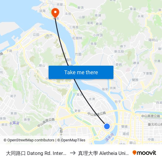 大同路口 Datong Rd. Intersection to 真理大學 Aletheia University map