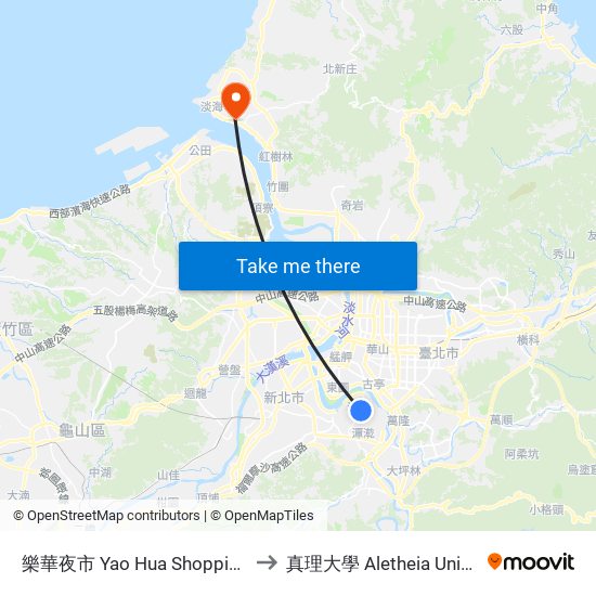 樂華夜市 Lehua Shopping Circle to 真理大學 Aletheia University map