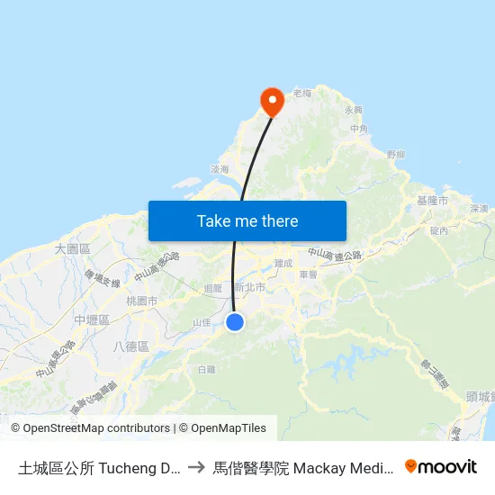土城區公所 Tucheng Dist. Office to 馬偕醫學院 Mackay Medical College map