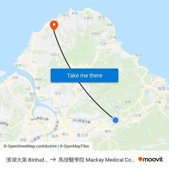 濱湖大第 Binhudadi to 馬偕醫學院 Mackay Medical College map