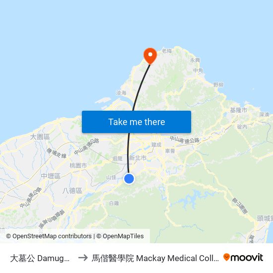 大墓公 Damugong to 馬偕醫學院 Mackay Medical College map