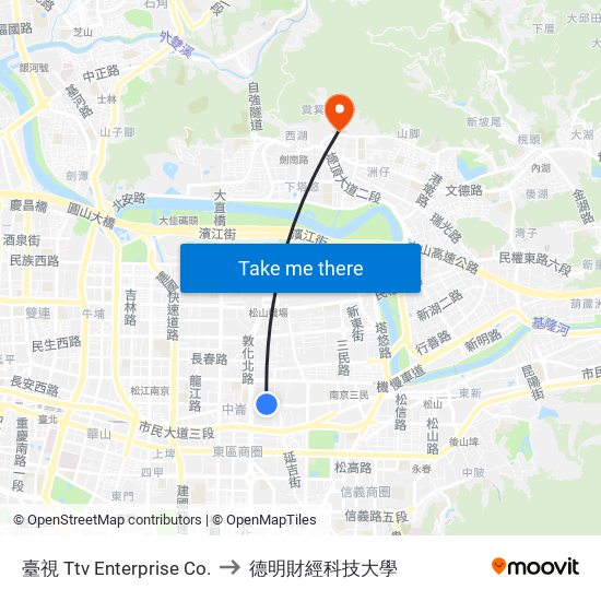 臺視 Ttv Enterprise Co. to 德明財經科技大學 map