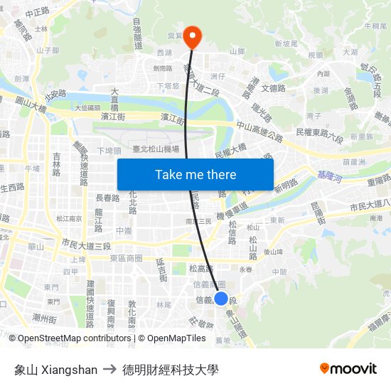 象山 Xiangshan to 德明財經科技大學 map