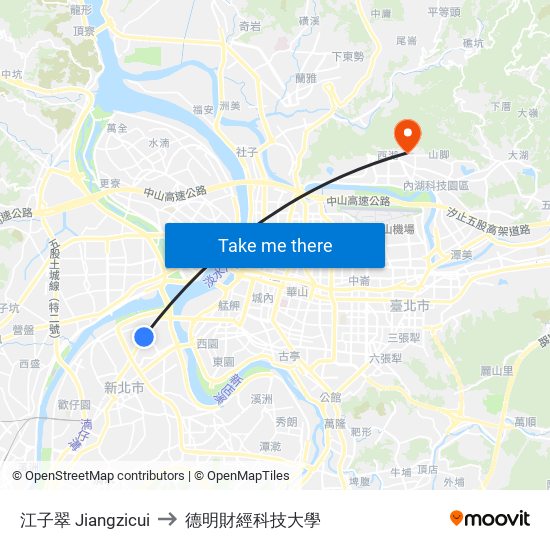 江子翠 Jiangzicui to 德明財經科技大學 map