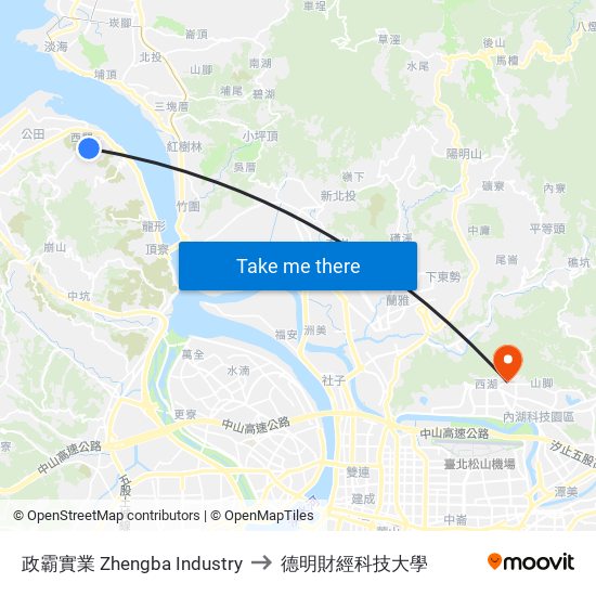 政霸實業 Zhengba Industry to 德明財經科技大學 map