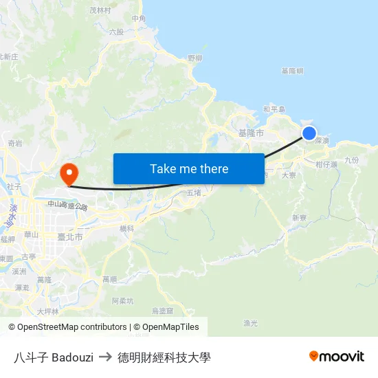 八斗子 Badouzi to 德明財經科技大學 map