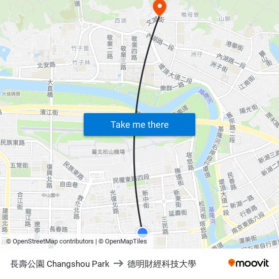 長壽公園 Xisong Junior High School to 德明財經科技大學 map