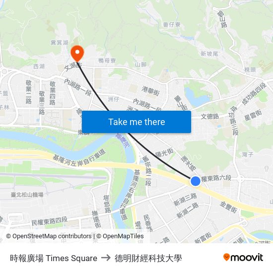 時報廣場 Times Square to 德明財經科技大學 map