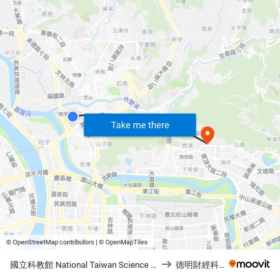 國立科教館 National Taiwan Science Education Center to 德明財經科技大學 map