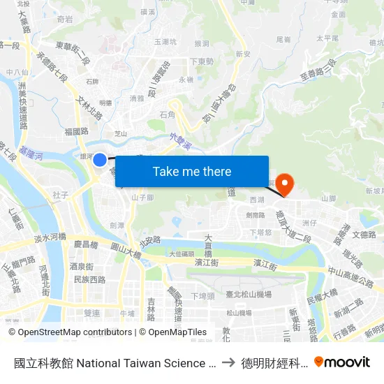 國立科教館 National Taiwan Science Education Center to 德明財經科技大學 map