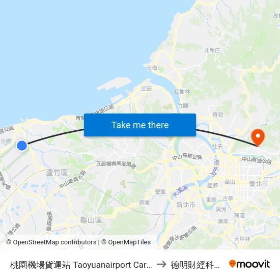 桃園機場貨運站 Taoyuanairport  Cargo Terminal to 德明財經科技大學 map