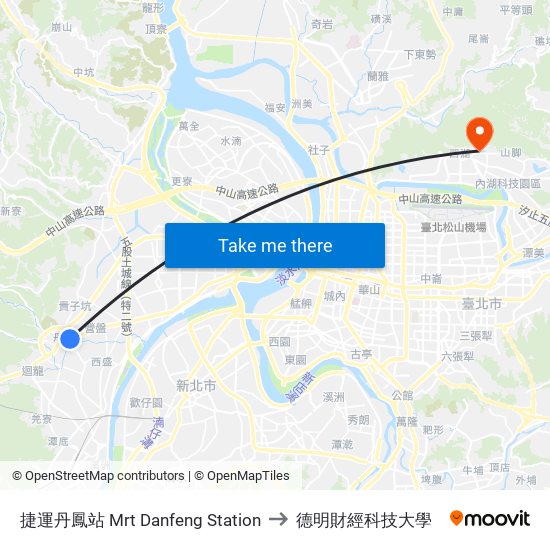 捷運丹鳳站 Mrt Danfeng Station to 德明財經科技大學 map