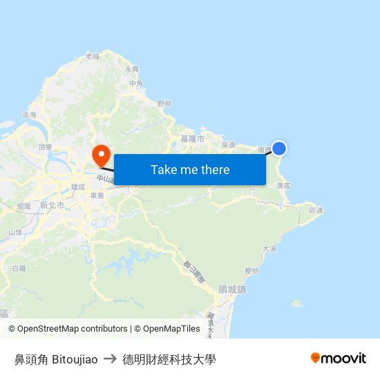 鼻頭角 Bitoujiao to 德明財經科技大學 map