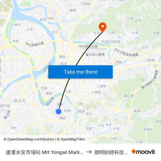 捷運永安市場站 Mrt Yongan Market Sta. to 德明財經科技大學 map