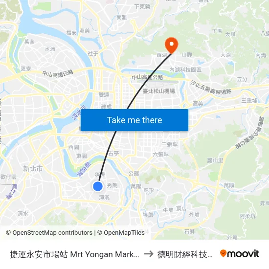捷運永安市場站 Mrt Yongan Market Sta. to 德明財經科技大學 map