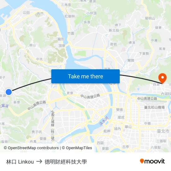 林口 Linkou to 德明財經科技大學 map