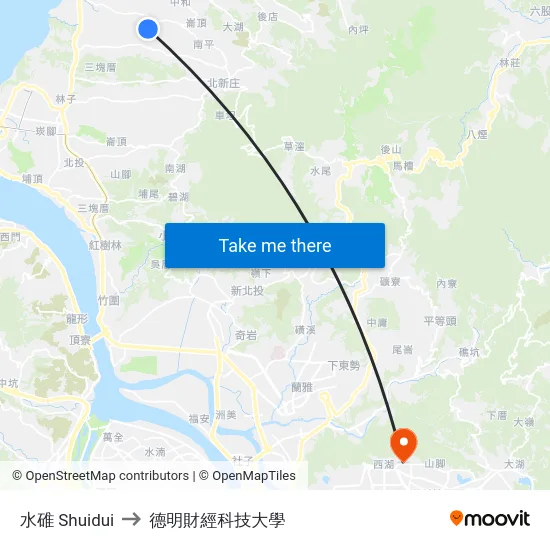 水碓 Shuidui to 德明財經科技大學 map