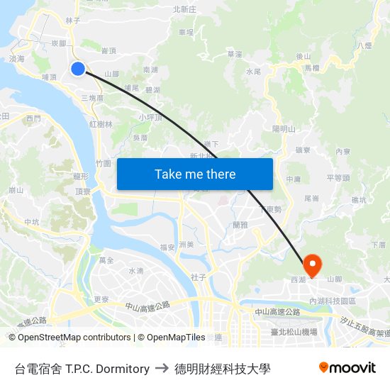 台電宿舍 T.P.C. Dormitory to 德明財經科技大學 map