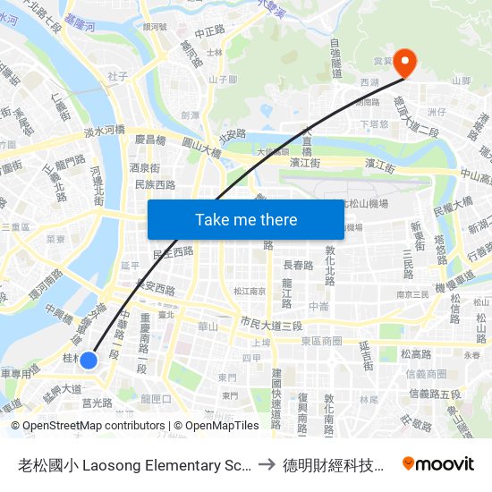 老松國小 Laosong Elementary School to 德明財經科技大學 map