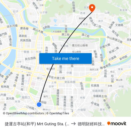 捷運古亭站(和平) Mrt Guting Sta. (Heping) to 德明財經科技大學 map