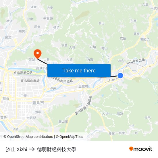 汐止 Xizhi to 德明財經科技大學 map